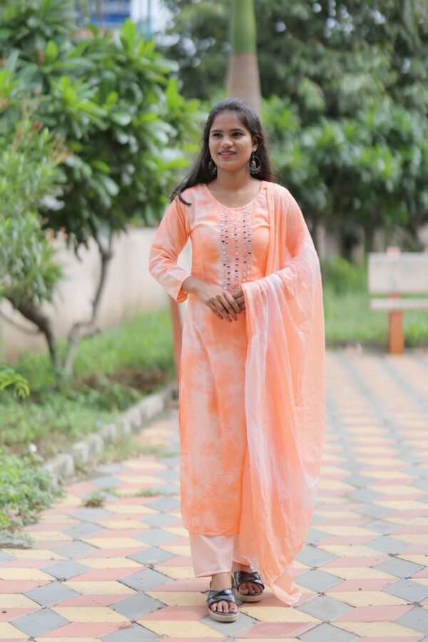 Orange Kurta Set - Image 3