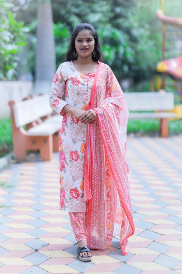 White & Pink Kurta Set