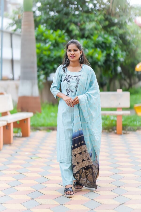 Aqua Blue Kurta Set - Image 3