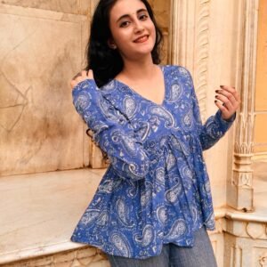 Nevy Blue and Blue White Printed Kurti