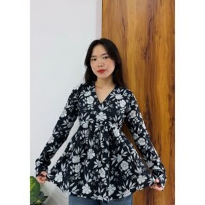 Light Dark and White Black Printed Kurti